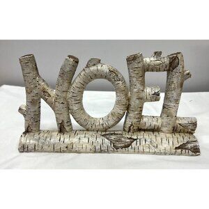 Rustic Birch Wood Look Resin "Noel" Tabletop Decor